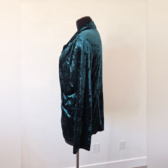 Emerald Green Velvet Blazer Jacket Jewel Tone Party Holiday Disco Christmas L - Picture 4 of 11